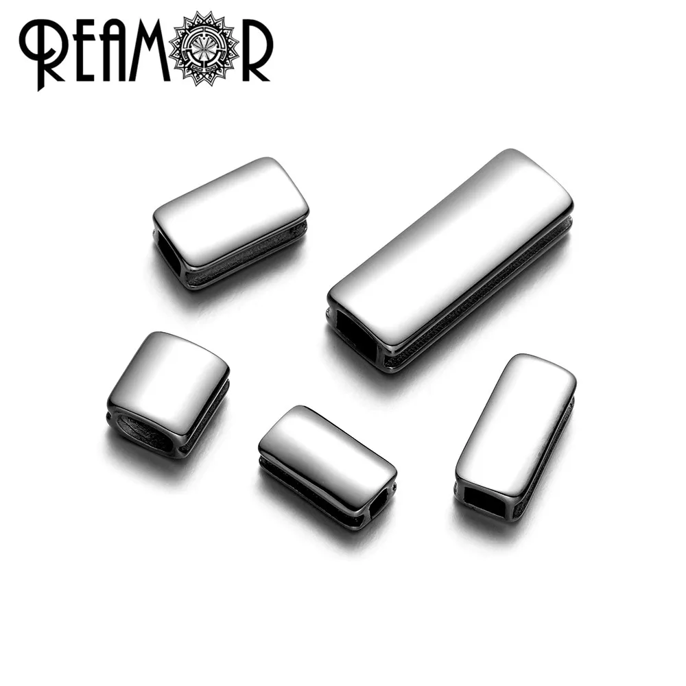 

REAMOR 5pcs 316L Stainless Steel Blank Small Hole Beads Customize Logo Metal Charm Spacer Beads For Jewelry Making Bracelet DIY