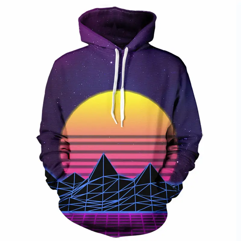 

SOSHIRL Vaporwave Sunset Hoodie Unisex Old School 3D Print Hoody Unisex Hip Hop Tops Funny Sweatshirt Top Hoody Outwear Dropship