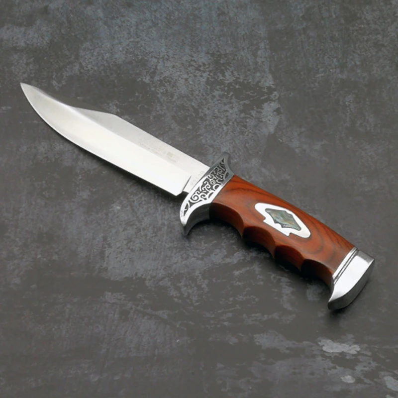 ToughKeng Fixed Blade Hunting Knife 56HRC Hardness Mirror Treatment 5Cr13Mov Steel Wooden Handle Camping Straight Knife ToughKeng Fixed Blade Hunting Knife 56HRC Hardness Mirror Treatment 5Cr13Mov Steel Wooden Handle Camping Straight Knife