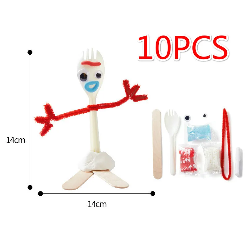 Toy Story 4 Buzz Lightyear Forky Alien Woody Kid Craft Handmade Art DIY Forky Action Figures Toys Kid Educational Toys - Цвет: 10PCS