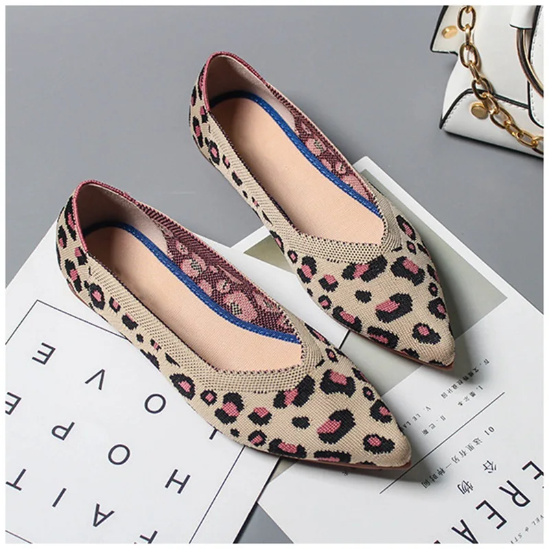 New Spring Women Flats Shoes Leopard Print Women Shoes Casual Single Shoes Ballerina Women Shallow Mouth Shoes SA65