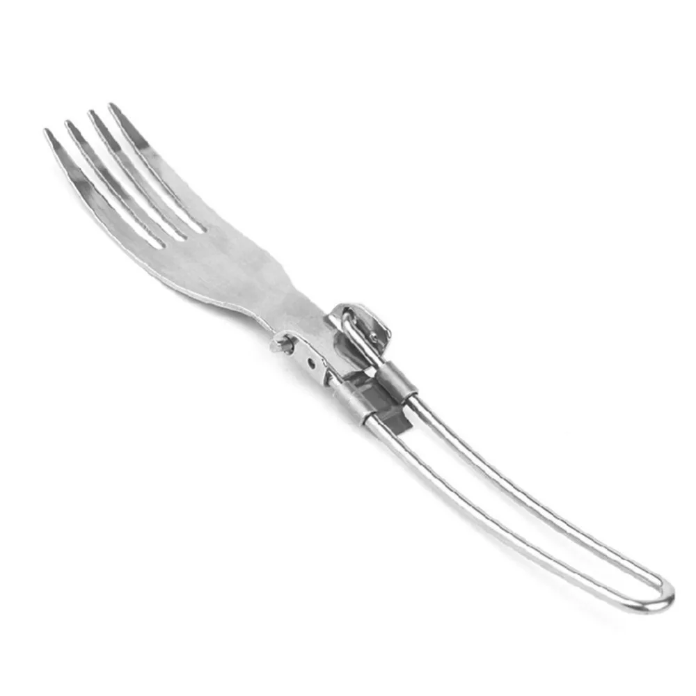 2017 Nuevo portátil al aire libre Camping Survival Set Picnic vajilla de acero inoxidable plegable tenedor y cuchara Tab