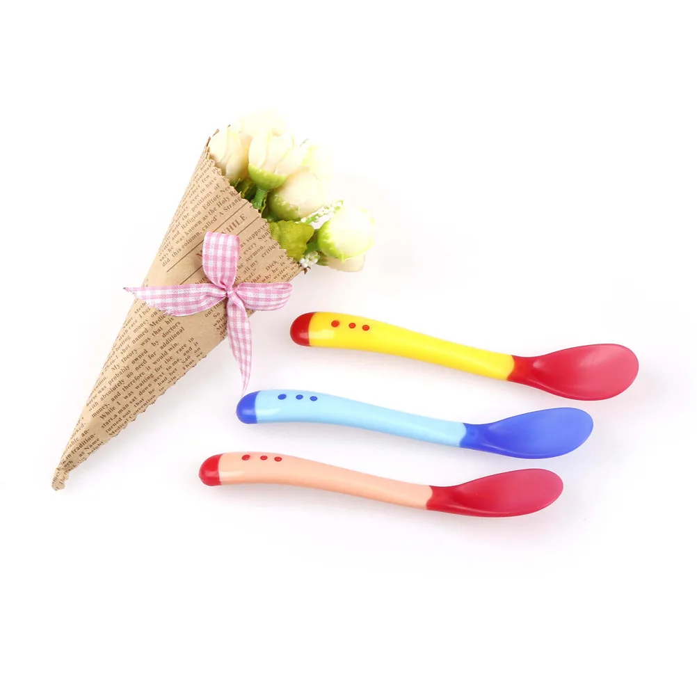 

1PC Soft Silicone Temperature Sensor Spoon Sensing Thermal Feeding Spoon Baby Kids Weaning Head Tableware