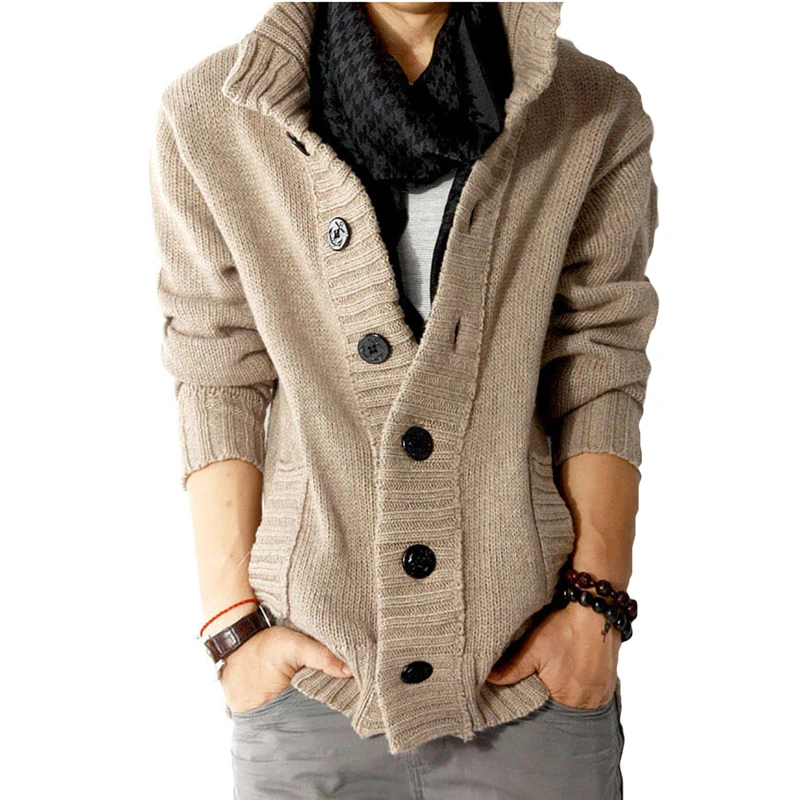 New 2017 Mens slim fit Polo cardigan sweaters thick button knitted cardigan slim wool Casual men