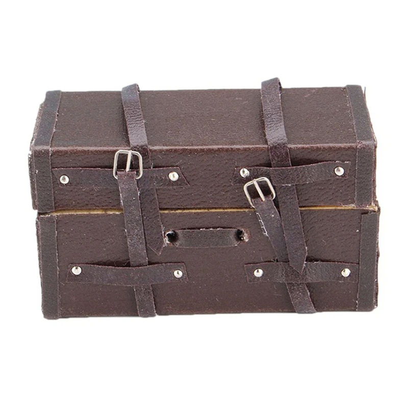 Лучшая 1:12 Кукольный дом Миниатюрный винтажный кожаный деревянный чемодан миниатюрный чемодан коробка
