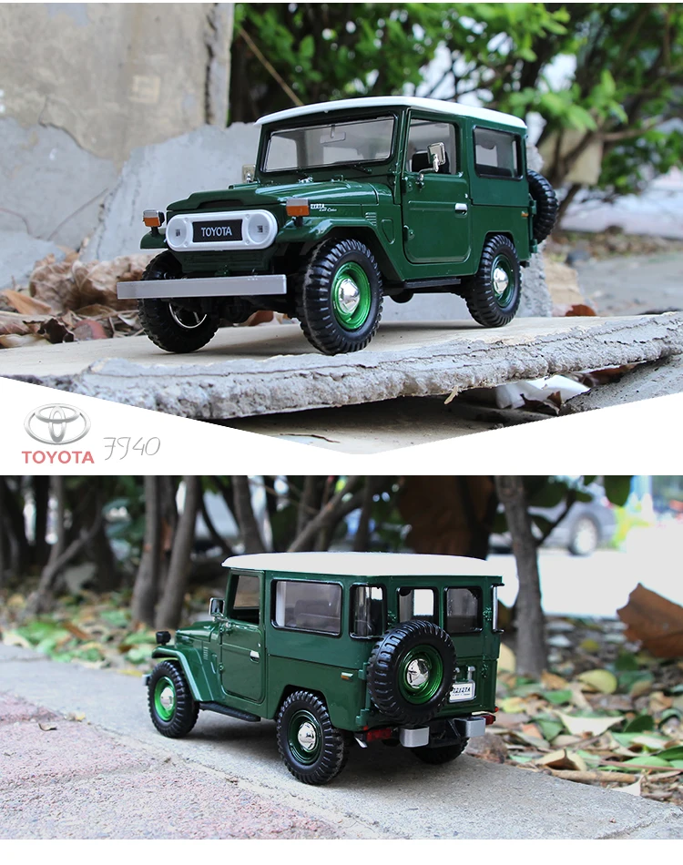 Высокая имитация 1:24 модель автомобиля из сплава Toyota FJ40, литая металлическая Игрушечная модель внедорожника, изысканная коллекция подарков