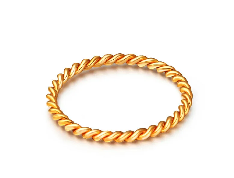 Buy Fashion Au750 Real Yellow Gold Women's Rope Ring