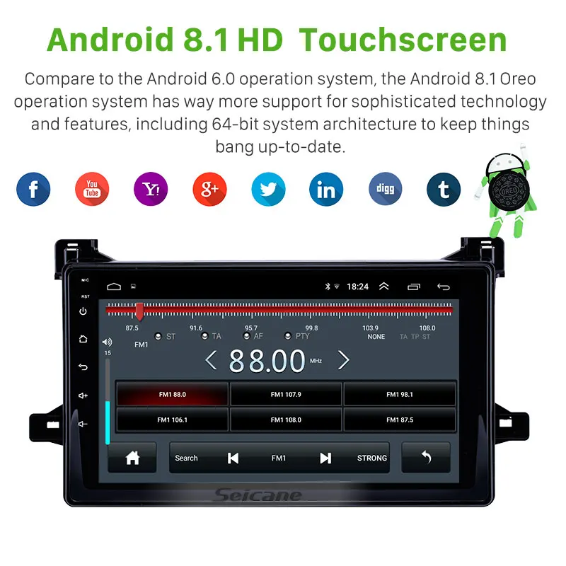 Seicane 9 дюймов 2din Android 1 HD сенсорный экран автомобильное радио gps для 2016 Toyota Prius