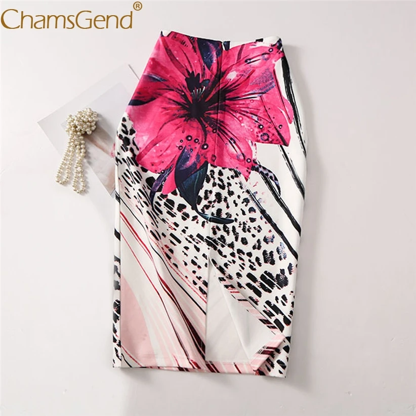 Женская элегантная юбка-карандаш с цветочным принтом летняя модная женская уличная OL облегающая юбка в стиле ампир Женская стильная одежда 907