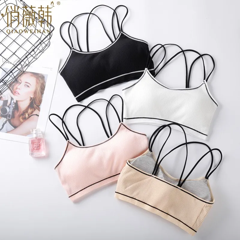 

DERUILADY 92% Cotton Comfort Bralette Women Underwear Sexy Cross Backless Bra Fashion Breathable Wireless Fitness Bra Lingerie