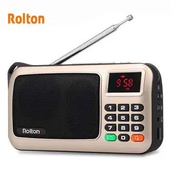 

Rolton W405 Portable FM Radio USB Wired Computer Speaker Receiver LED Display Support TF Card Play With Flashlight Money Verify