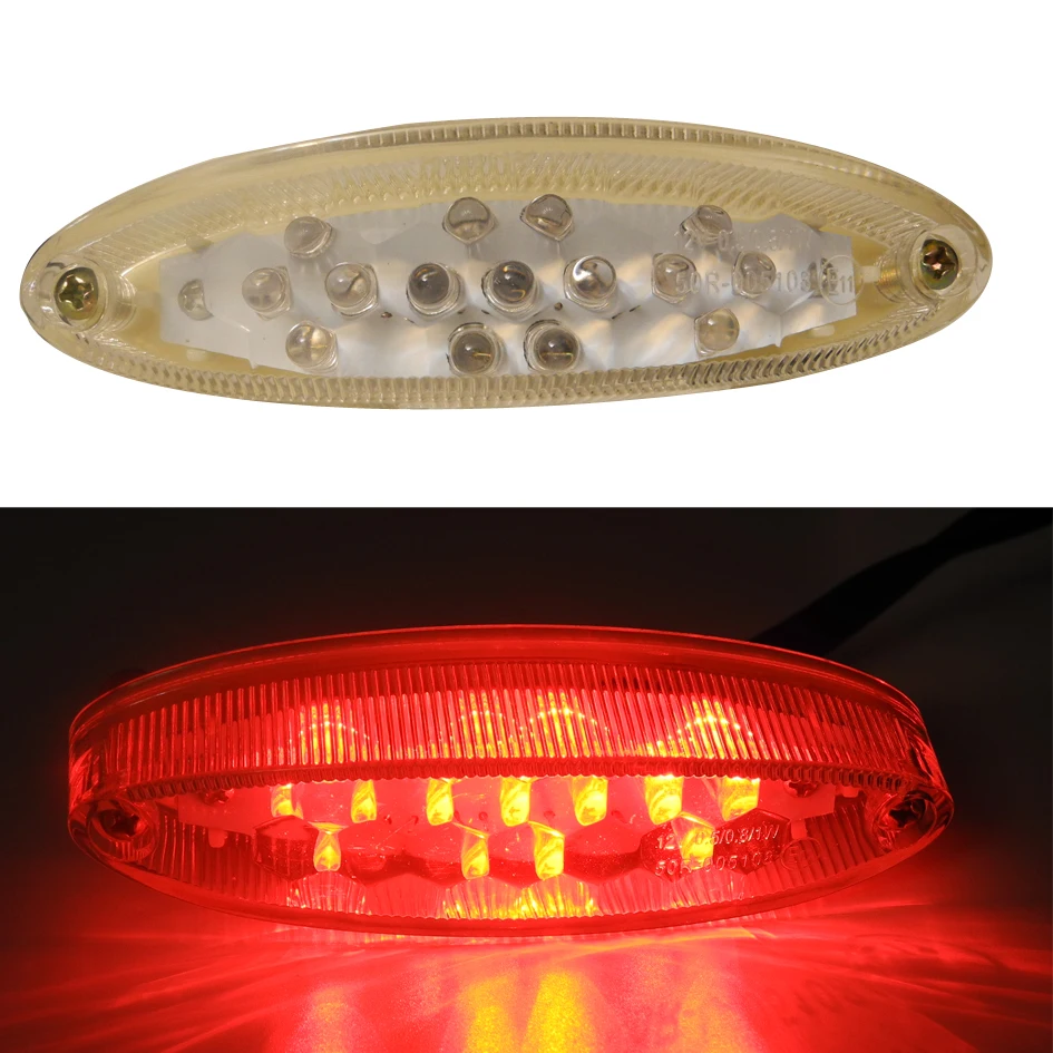 

Red Dirt bike Motorcycle and ATV LED Tail Light,Brake Light 15 LED +4 LED Number Tag License Plated Lamp with E11 A
