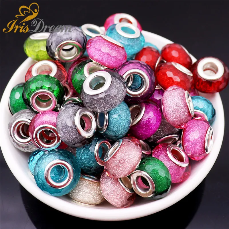 

10Pcs Faceted Powder Beads for Jewelry Making Large Hole European Beads fit Pandora Bracelet Spacer Charm Bangle Chain Necklace
