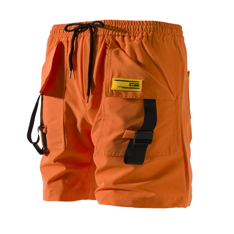 Лето Харадзюку карго Шорты карманы цвет блок мужские хип хоп Короткие штаны для уличного бега тактические военные мешковатые короткие хипстерские