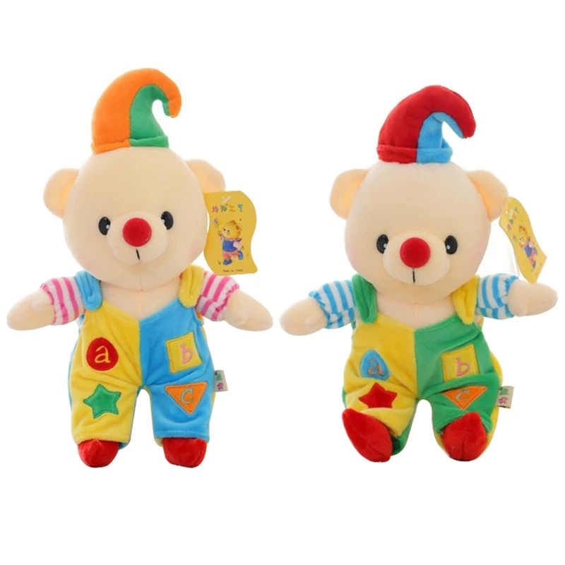 

1pc 28CM Creative Cute Clown Bear Plush Toy Soft Stuffed Doll High Quality Bears With Clothes Toys Christmas Gifts