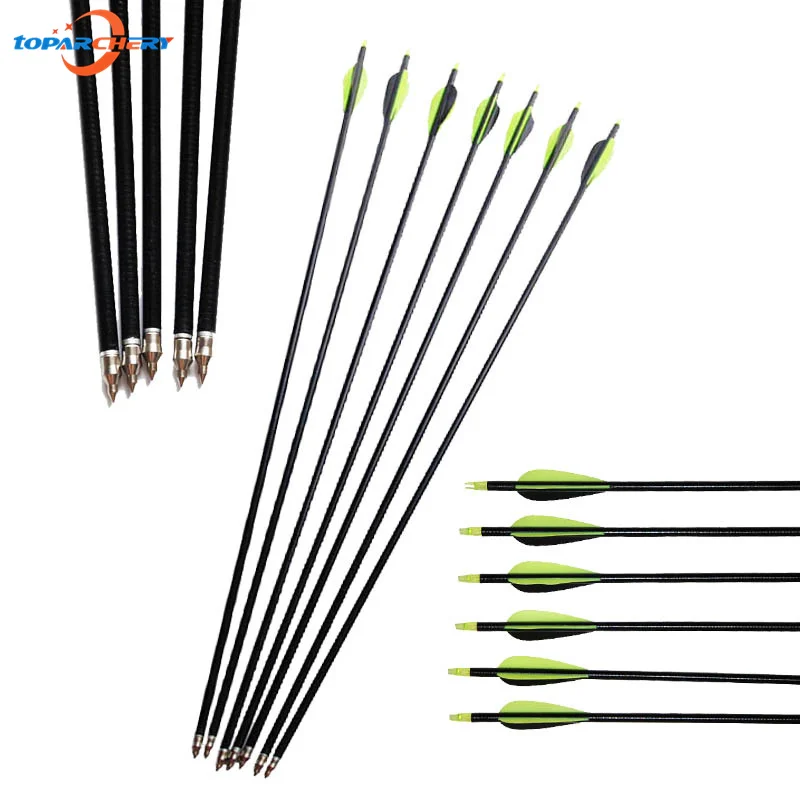 

6pcs 32'' Archery Fiberglass Arrows with Changeable Steel Point Arrowhead for Hunting Recurve Bow Shooting Target Practice