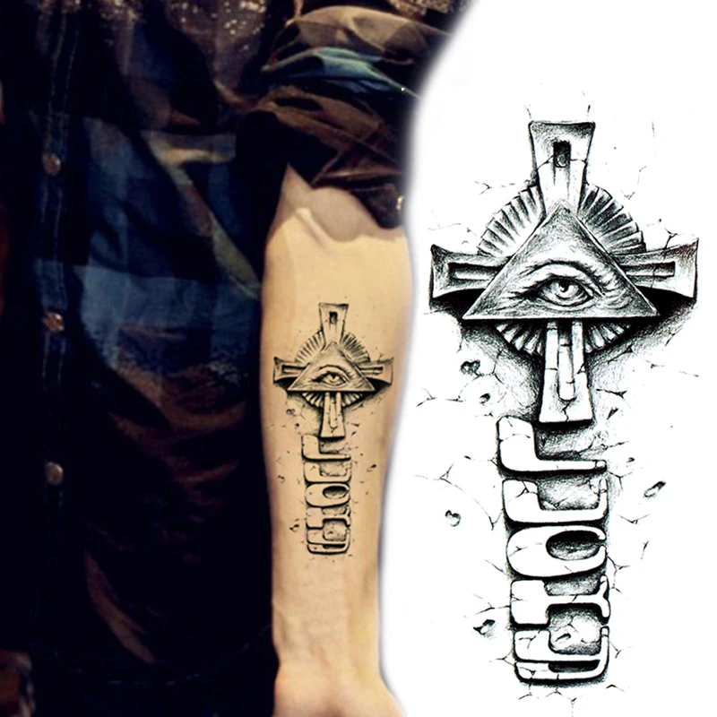 The Arm Of The Eye Of God Totem Tattoo 3d Cross Tattoo Tattoo Stockings Cross Bibletattoo Tool Aliexpress