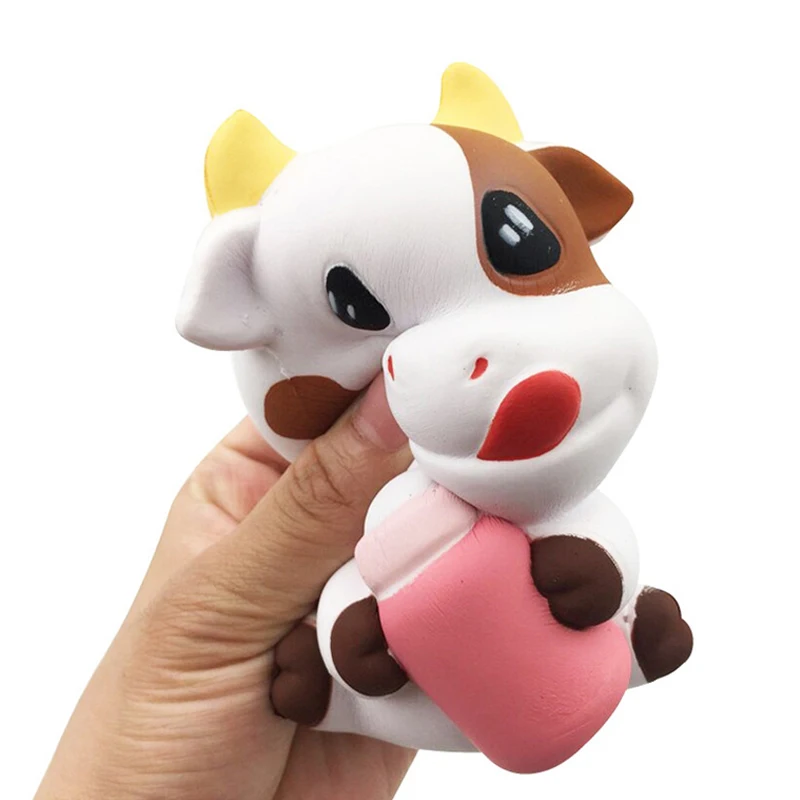 New Cute Bottle Cow Squishy Simulation Cream Scented Slow Rising Soft Squeeze Toy Stress Relief Novelty Fun for Kid Xmas Gift