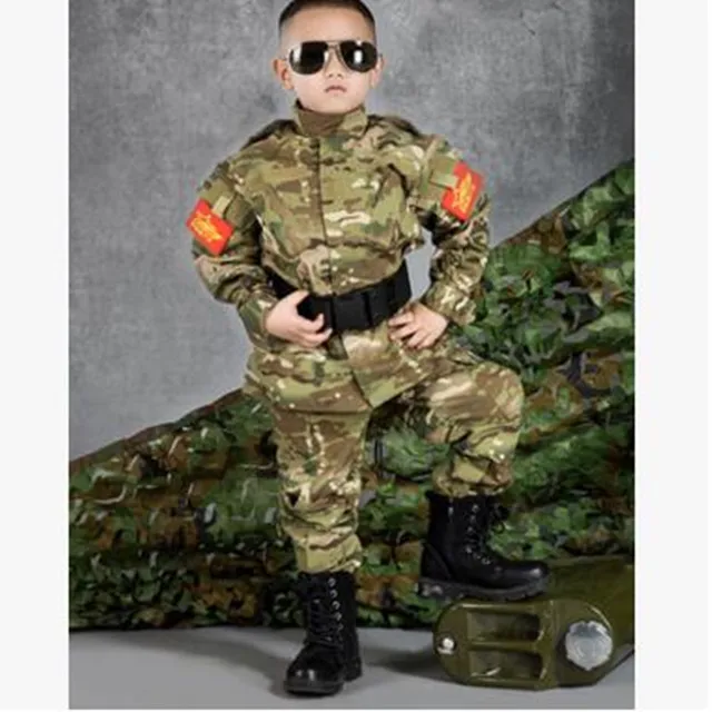 Outdoor Autumn Winter Children CS Army Tactical Uniform Jacket Pants ...