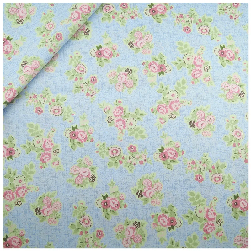 

Blue Floral Twill Cotton Fabric for Diy Needlework Patchwork Sewing Craft Tilda Doll Cloth Home Textile Telas Patchwork