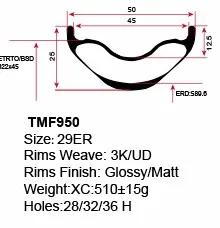 7-TIGER 29er XC трубчатый свет углеродный обод велосипеда 27 мм x 23 мм Глубокий MTB колесные диски для горного велосипеда