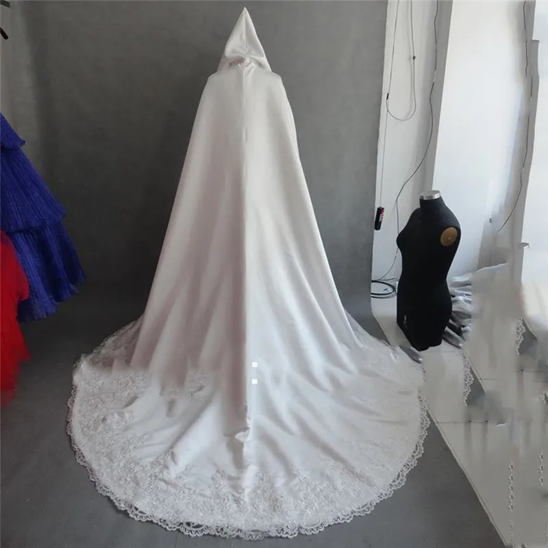 Muslim-Wedding-Cape-A-Line-Appliqued-Lace-Satin-for-Wedding-Dresses 2