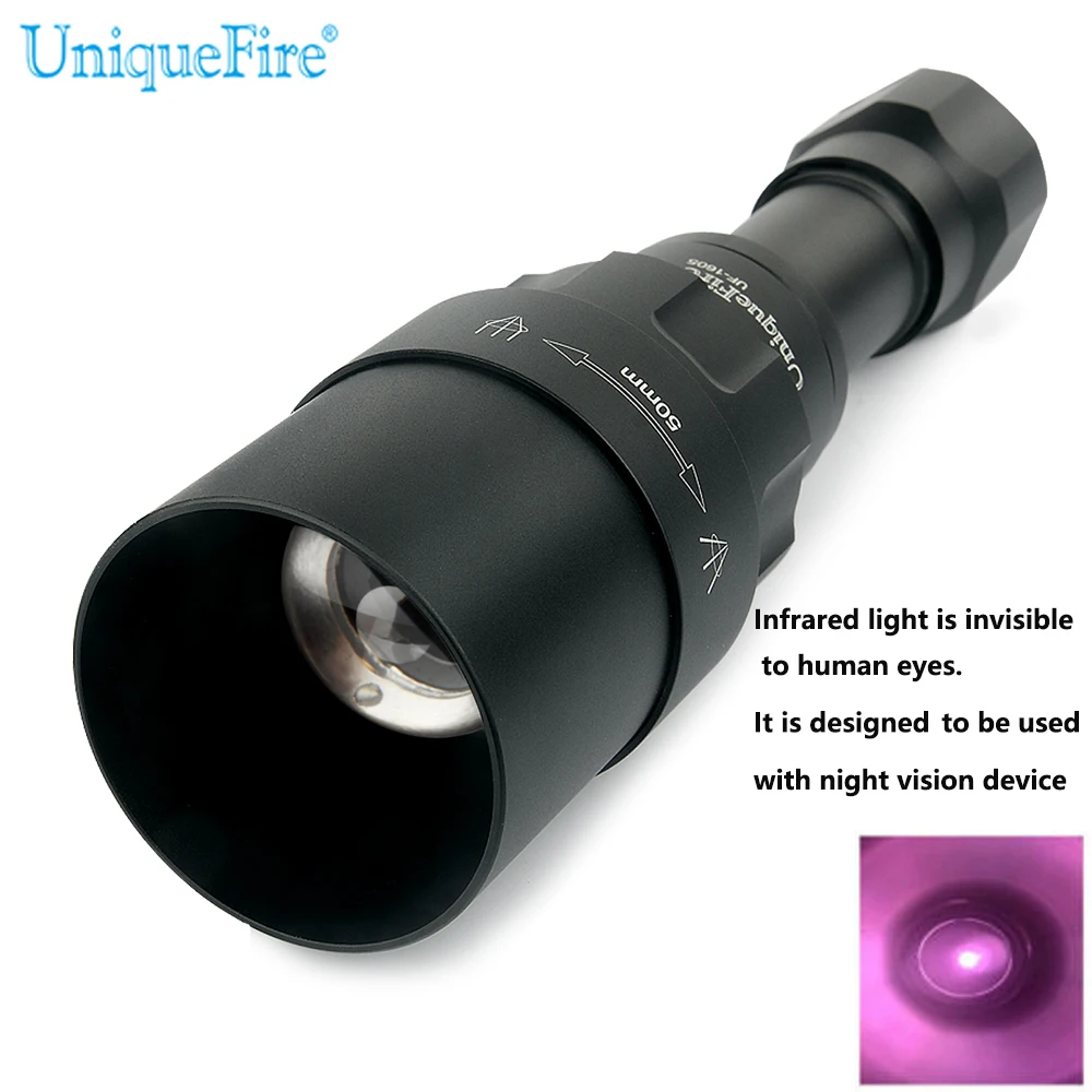 UniqueFire 1605 Zoomable 50mm lens Infrared 850nm Flashlight 3 Mode