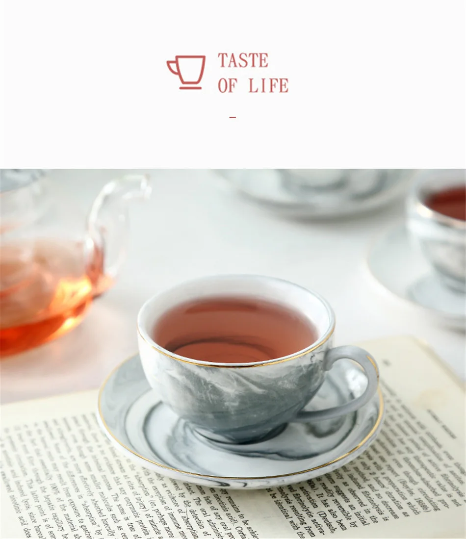 Marble Ceramic Cup Set Creative Gold Plating Milk Coffee Tea Breakfast Porcelain Golden Cup Couple Gift Wedding Decor 125ML (3)