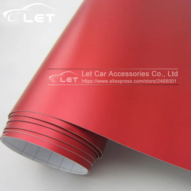 

Car styling Red Metallic Matt Vinyl wrap Car Wrap With Air Bubble Free Chrome Red Matt Film Vehicle Wrapping Sticker Foil