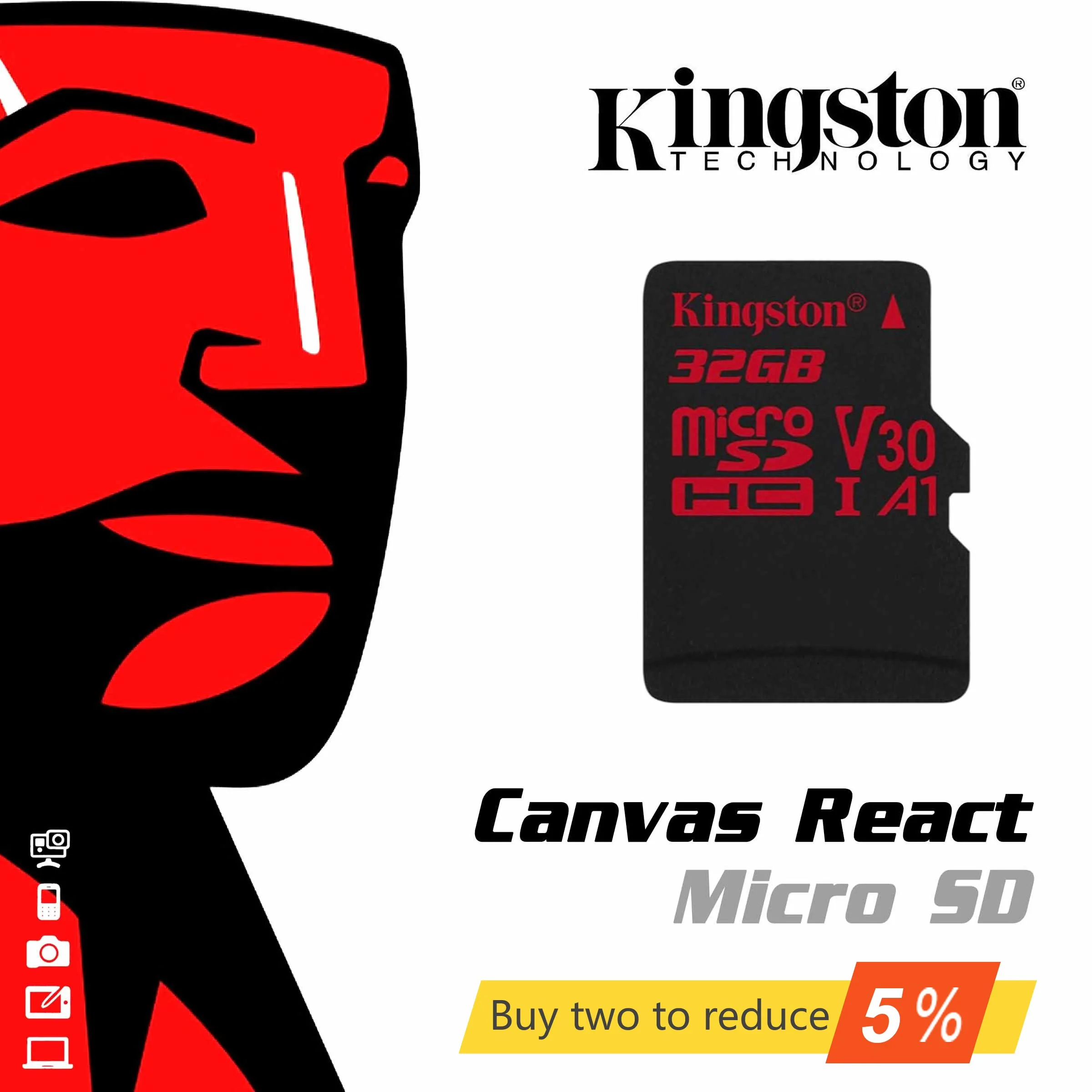 Оригинальная флеш карта памяти Kingston Digital 32 Гб 64 microSDHC класс скорости 3 U3 90R/80 Вт (SDCR/32