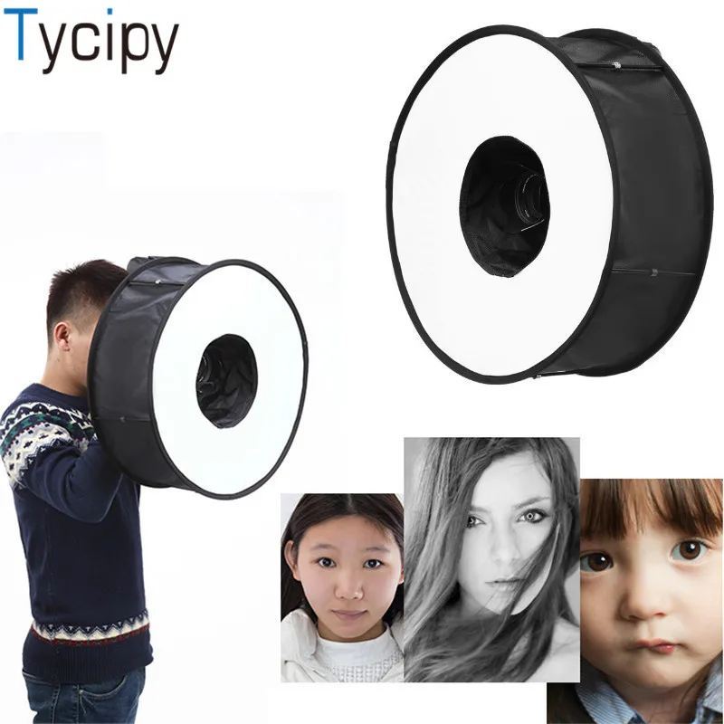 Portable 45CM Round Flash Diffuser Folded Ring Flash Folding