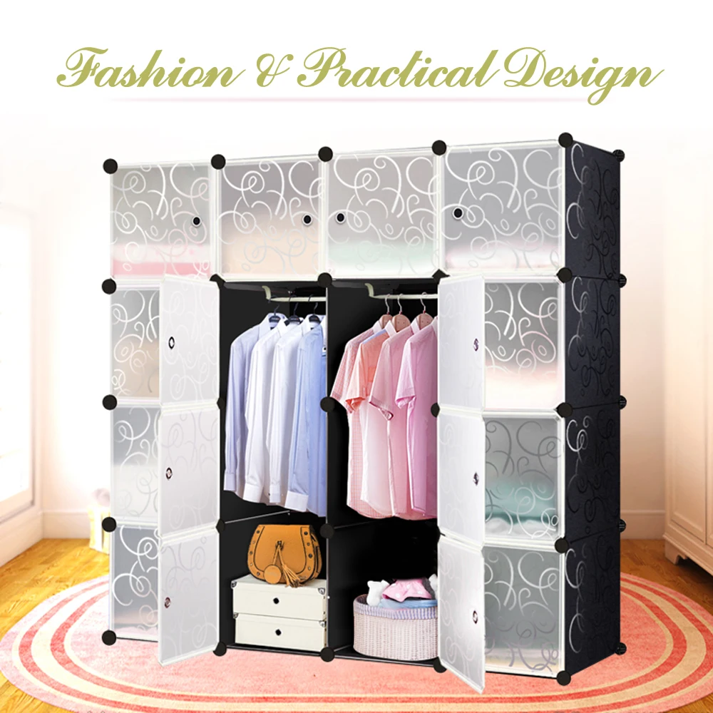 

Ikayaa Fashion Large Multi-use Clothes Closet Wardrobe Cabinet DIY Cloth Shoes Storage Organizer Boxes US FR Stock