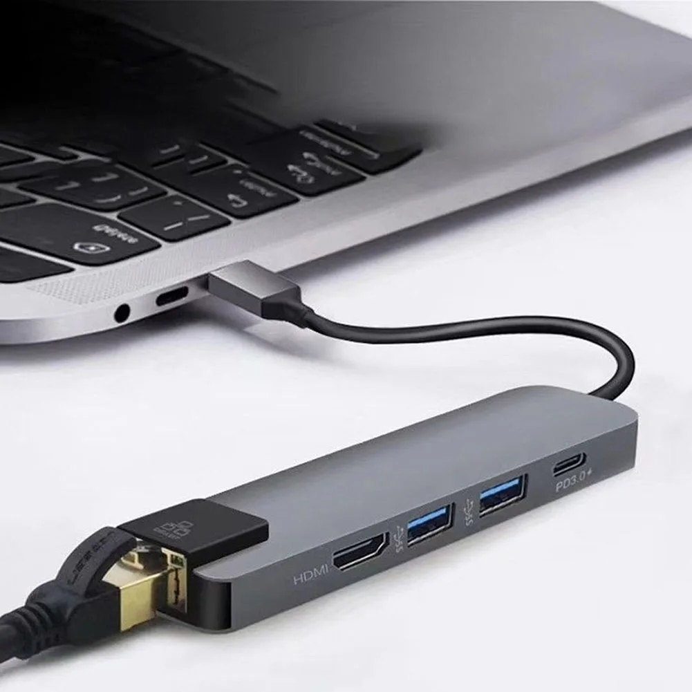 SUPER 5 en 1 USB tipo-C HDMI 4 K Gigabit Ethernet Rj45 adaptador para MacBook pro - 2