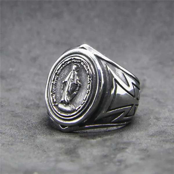 

New Virgin Mary Ring 316L Stainless Steel Hot Mens New Fashion Biker Cross Ring