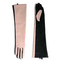 Женские вечерние перчатки из натуральной кожи, Длинные розовые вечерние перчатки