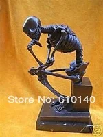 

China Bronze Skull Thinker Sculpture Statue Marble