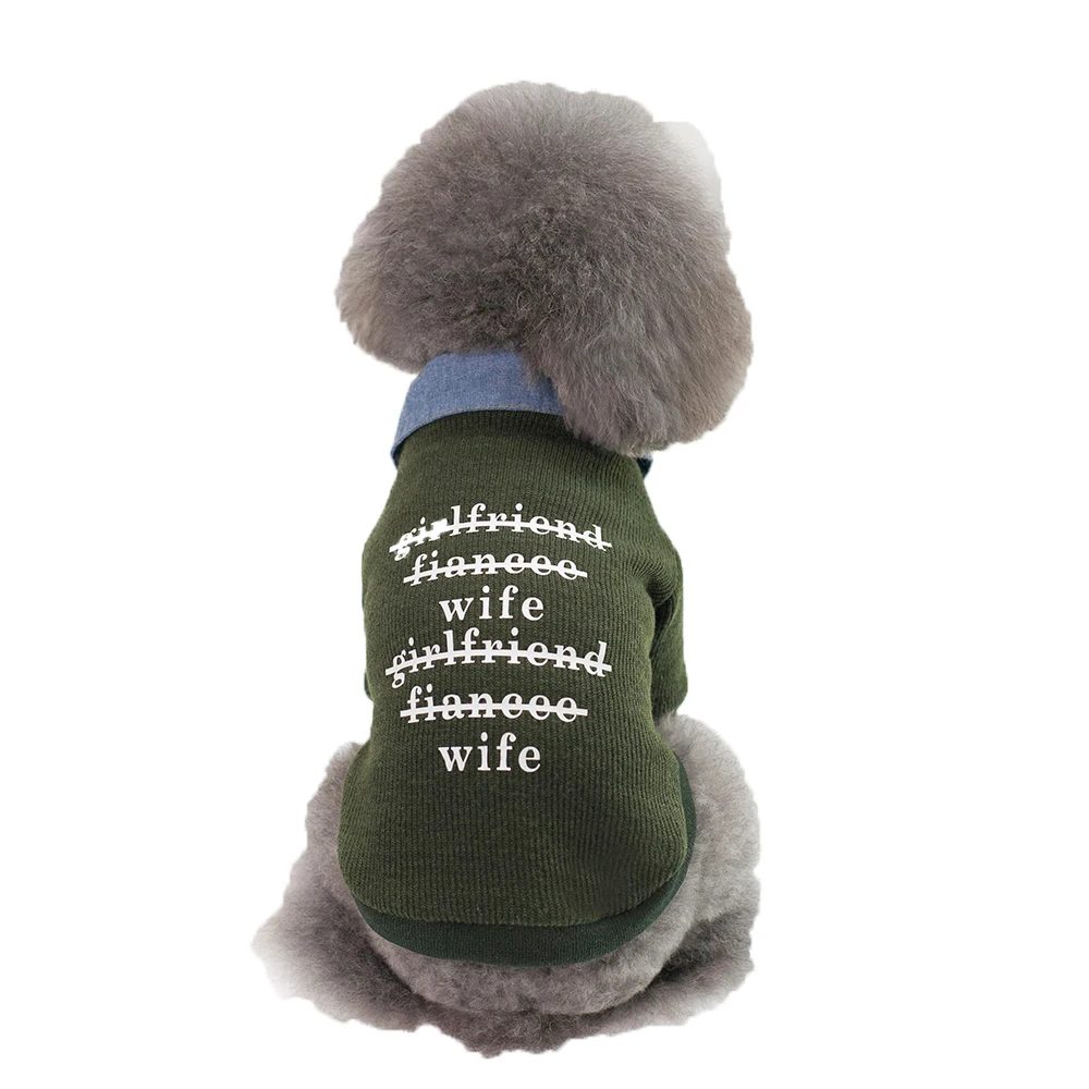 

Fashion Casual Two Legs Two-piece Cardigan Pet Dogs Winter Coat With Letter Pattern Small Puppy Dogs Clothing Size From S To XXL