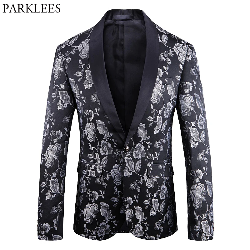 ^*Best Offers Роскошный костюм с цветочной вышивкой на одной пуговице, мужской пиджак с воротником-шалькой, приталенный Мужской Блейзер, блейзер для вече... ^*Best Offers Роскошный костюм с цветочной вышивкой на одной пуговице, мужской пиджак с воротником-шалькой, приталенный Мужской Блейзер, блейзер для вече...
