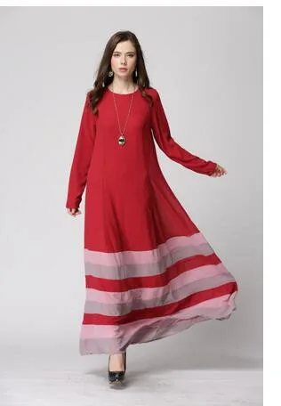 1 шт./партия, мусульманские исламское платье Абая одежда для женщин, шифон, радужная полоса, длинный рукав, мусульманский платье 2 размера