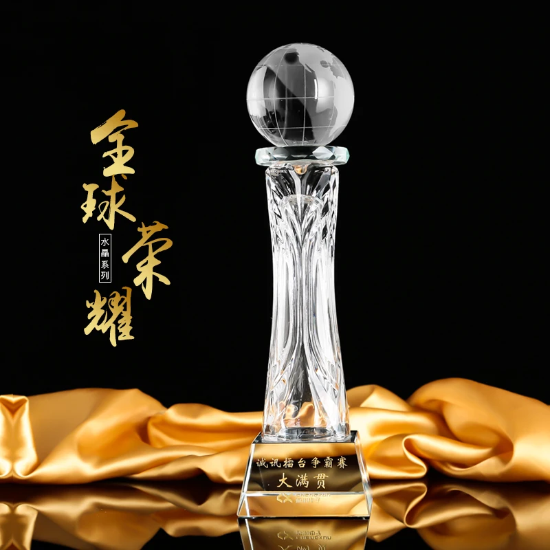 

Free shipping global glory crystal trophy for decoration souvenir gift 28*7cm