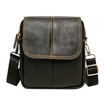 

New Luxury Small Men's Handbags Genuine Leather Male Shoulder Bag Real Natural Leather Crossbody Bag Boy Messenger Flap Bags