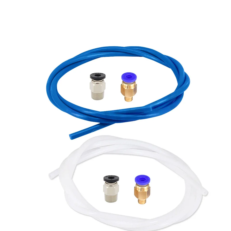 

3D Printer 1.75mm Filament 1M PTFE Teflon Tube With PC4-6 Fittings and PC4-10 Male Straight Pneumatic Connector
