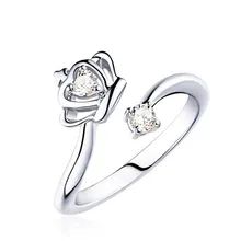 Hot sell fashion Crown ring shiny crystal female 925 sterling silver ladies`party rings wedding gift wholesale jewelry