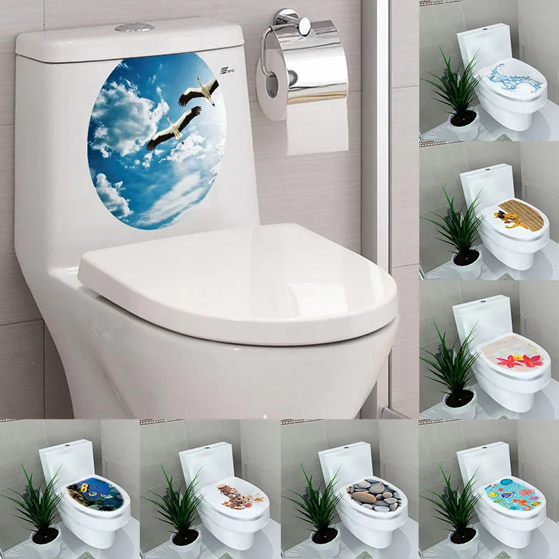 

3D Toilet Stickers PVC Home Cartoon Toilet Seat Sticker Art Wallpaper Removable Bathroom Decals Home Decor