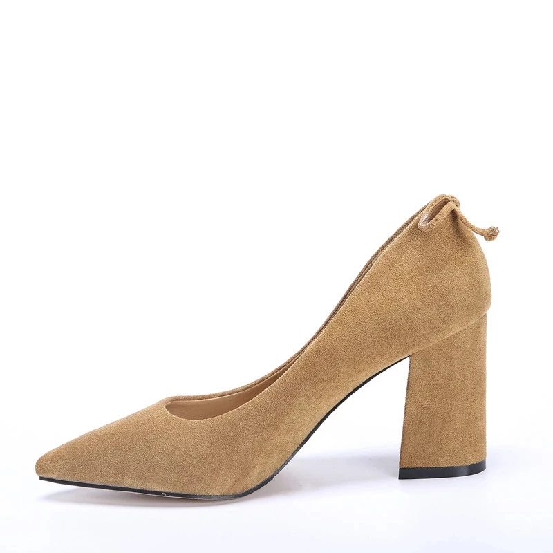 

2017 New Spring Summer Fashion Brand Women Pointed Toe Thick Heel Shoe Lady Casual Breathable Black All-match Comfort Army Green
