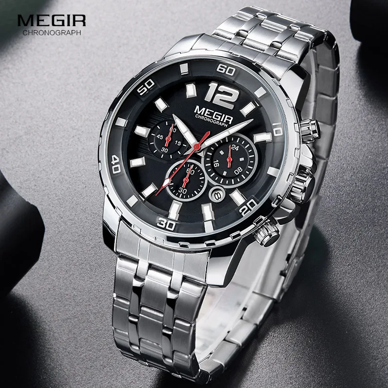 Мужские Аналоговые кварцевые часы с хронографом водонепроницаемые|wristwatch for
