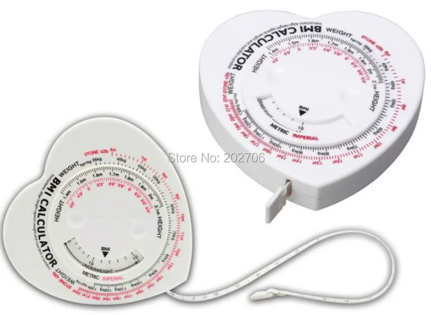 0-1500 мм в форме сердца BMI рулетка калькулятор индекса массы тела рулетка, 100 шт./лот