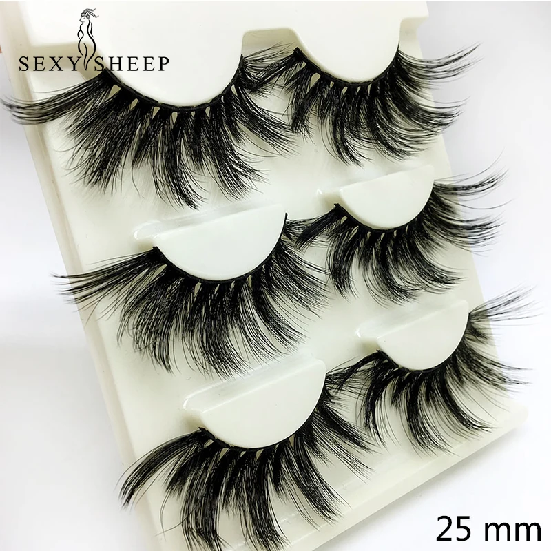 

SEXYSHEEP 3pairs 25mm 3D False Eyelashes Fake Lashes Long Makeup 3D Mink Lashes Eyelash Extension Mink Eyelashes Beauty Makeup
