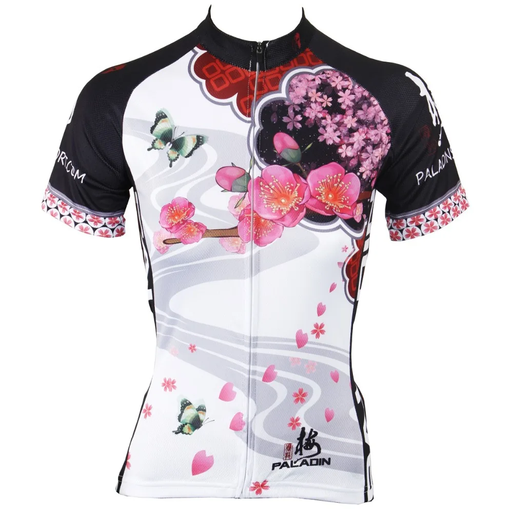 2016 New Women White Cycling Jersey Beautiful Lily Cycling Shirt Plum