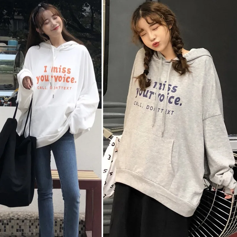 

Women's Pullover Casual Letter Print Long Sleeve Pocket Ladies Hoodie Hooded Sweatshirts Clothes